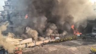 Officials said the blaze spread fast as the buildings that housed shops, and godowns for electrical goods and wooden plywood were situated close to each other along the narrow lanes of Ezra Street.