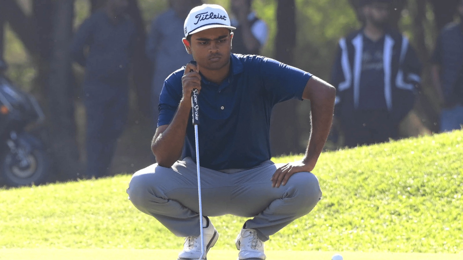 Bengaluru golfer Manoj S in action during PGTI's Trident Open 2025 at Chandigarh Golf Club on Thursday. Kamleshwar Singh