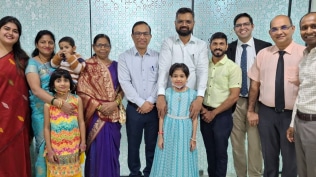 After a successful kidney transplant Asmi Arde (in blue dress at the centre) at Manipal Hospital, Kharad. Vimal Arde, Asmi's grandmother (third from left) donated her kidney