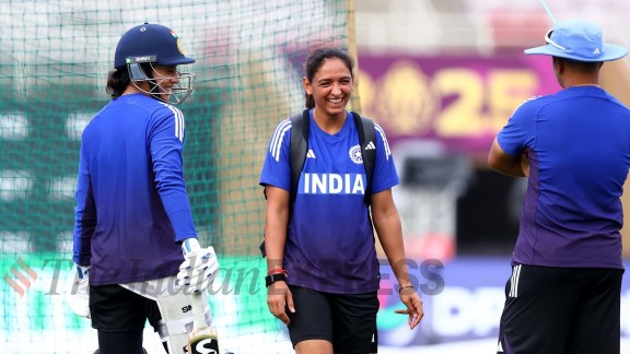 Harmanpreet admitted that this World Cuop has been a challenging one for her emotionally. (Express Photo by Narendra Vaskar)
