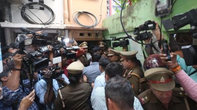 Outside the family's house in Khandari Bazaar, Lucknow, from earlier this week.