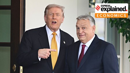President Donald Trump, left, greets Hungary's Prime Minister Viktor Orban at the White House, Friday, Nov. 7, 2025, in Washington.