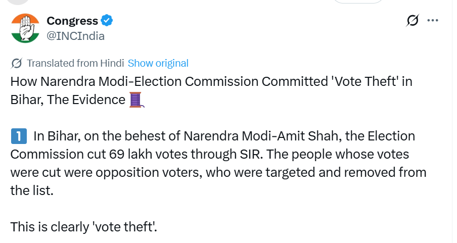 Congress tweet Bihar elections