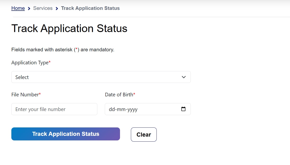 Passport application status