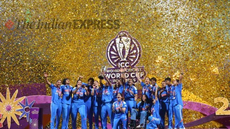 India vs South Africa Women's World Cup Final Live Cricket Score Updates: India have won their first ever Women's World Cup title. (Express Photo by Narendra Vaskar)
