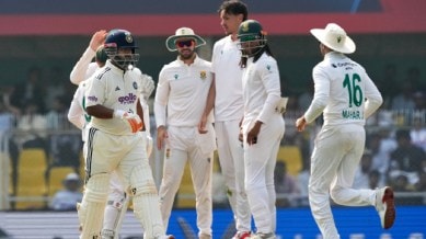 India's captain Rishab Pant walks off the field after losing his wicket on the third day of the second cricket test match between India and South Africa in Guwahati, India, Saturday, Nov. 22, 2025. (AP Photo)