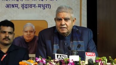 As he took the stage at the launch of Hum aur yeh Vishwa (We and the World), Dhankhar made multiple references to his long absence from the spotlight. “Four months later, on this occasion, on this book, in this city, I should not hesitate to speak,” he said.