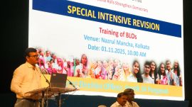 Election Commission officials during a training session for Booth Level Officers (BLOs) for the upcoming Special Intensive Revision (SIR) of electoral rolls in West Bengal