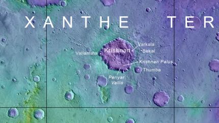 Caption - The newly named geological structures on Mars / Credit - IUA