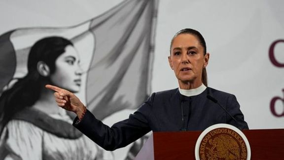 Mexican President Claudia Sheinbaum gives a morning press conference at the National Palace in Mexico City,