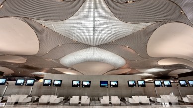 Interiors of the newly-constructed Navi Mumbai International Airport (NMIA) ahead of the inauguration of its first phase, in Navi Mumbai, Maharashtra.
