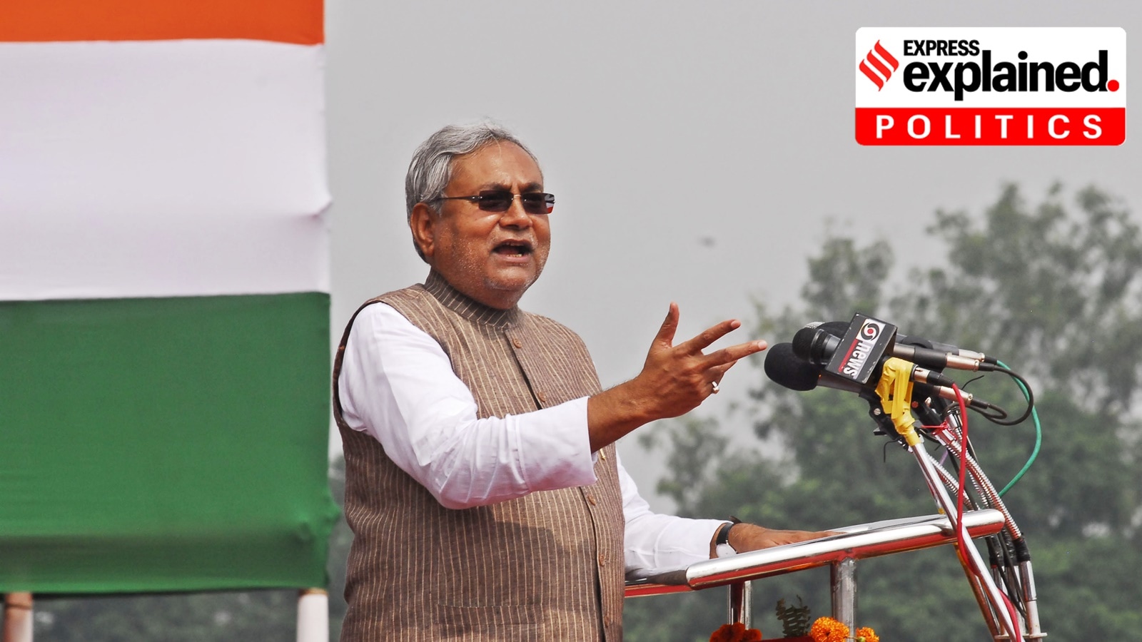 Bihar election results: Bihar CM Nitish Kumar addresses a crowd on the 66th Indepndence Day at Gandhi Maidan in Patna in 2012.
