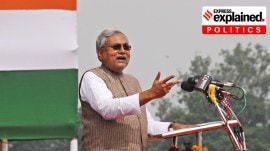 Bihar election results: Bihar CM Nitish Kumar addresses a crowd on the 66th Indepndence Day at Gandhi Maidan in Patna in 2012.