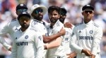 Nitish Kumar Reddy, center, celebrates with India teammates after the dismissal of England's Zak Crawley during the fourth day of the third IND vs ENG cricket Test match at Lord's cricket ground in London.(AP Photo)