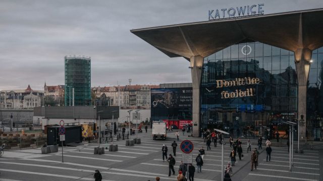 Katowice, a former coal-mining hub in southern Poland that has been transformed into a business and tech center, Oct. 21, 2025. Poland and other countries across Europe that found economic success in an era of collaboration are now facing a crumbling of international alliances. (Maciek Nabrdalik/The New York Times)