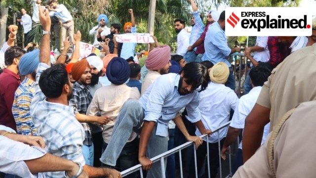 Protests at Chandigarh's Panjab University against proposed changes in the university's governance structure.