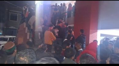 Two communities came face to face over allegations of harassment and an attempted abduction of a minor schoolgirl by a man belonging to a minority community. (Express Photo)