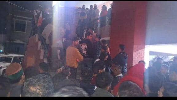 Two communities came face to face over allegations of harassment and an attempted abduction of a minor schoolgirl by a man belonging to a minority community. (Express Photo)