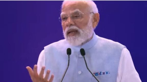 PM Modi addressing the emerging Science, Technology and Innovation Conclave in New Delhi. (Source: X/@narendramodi)