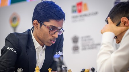 R Praggnanandhaa arrived in Goa as a prime title contender, looking to finish the business he had started in Baku. However, his campaign nearly ended in his very first round. (Michal Walusza/FIDE)