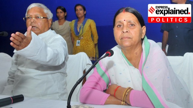 Rabri Devi alongside her husband and RJD chief Lalu Prasad in 2015.