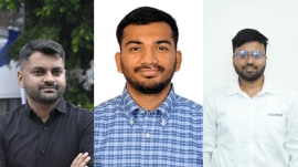 The three founders of Rawmart - Saurabh Rana, Shrenik Bora, and Tejas Changede (Express Photo)