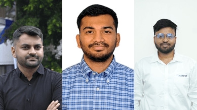 The three founders of Rawmart - Saurabh Rana, Shrenik Bora, and Tejas Changede (Express Photo)