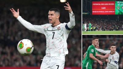 Cristiano Ronaldo suffered his first red card in a senior Portugal shirt in 22 years while facing Ireland in Dublin. (AP)