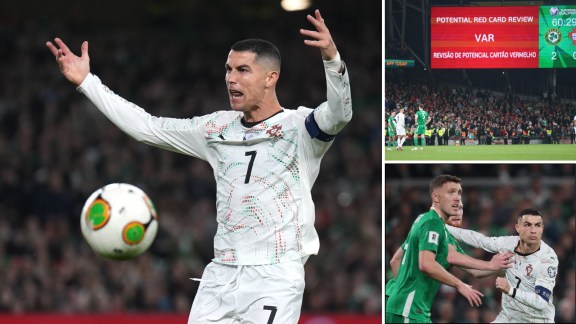 Cristiano Ronaldo suffered his first red card in a senior Portugal shirt in 22 years while facing Ireland in Dublin. (AP)