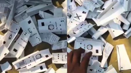 The district administration swung into action after residents reported a large number of printed VVPAT slips scattered near the college.