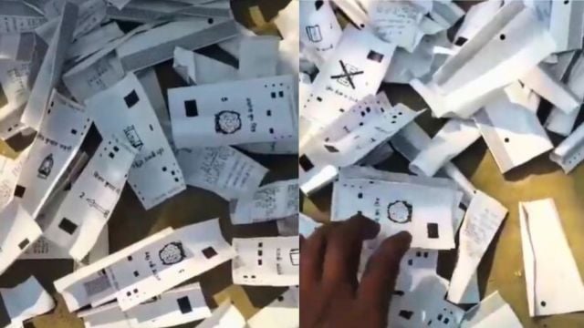 The district administration swung into action after residents reported a large number of printed VVPAT slips scattered near the college.