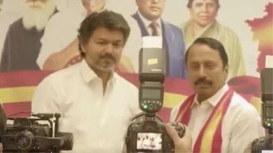 K A Sengottaiyan joined the Thamizhaga Vetri Kazhagam (TVK) in the presence of party leader Vijay. (Source: PTI)