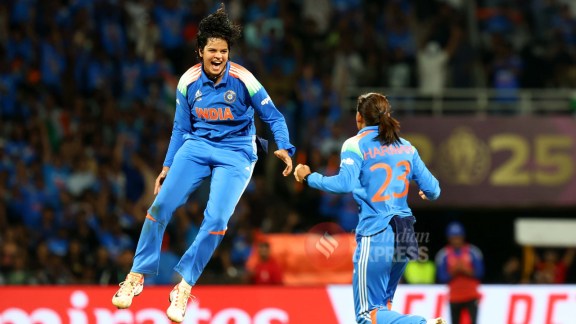 Bowling more overs in domestic cricket, Shafali Verma would make a decisive contribution in the World Cup final, snapping two wickets. (Express Photo by Narendra Vaskar)