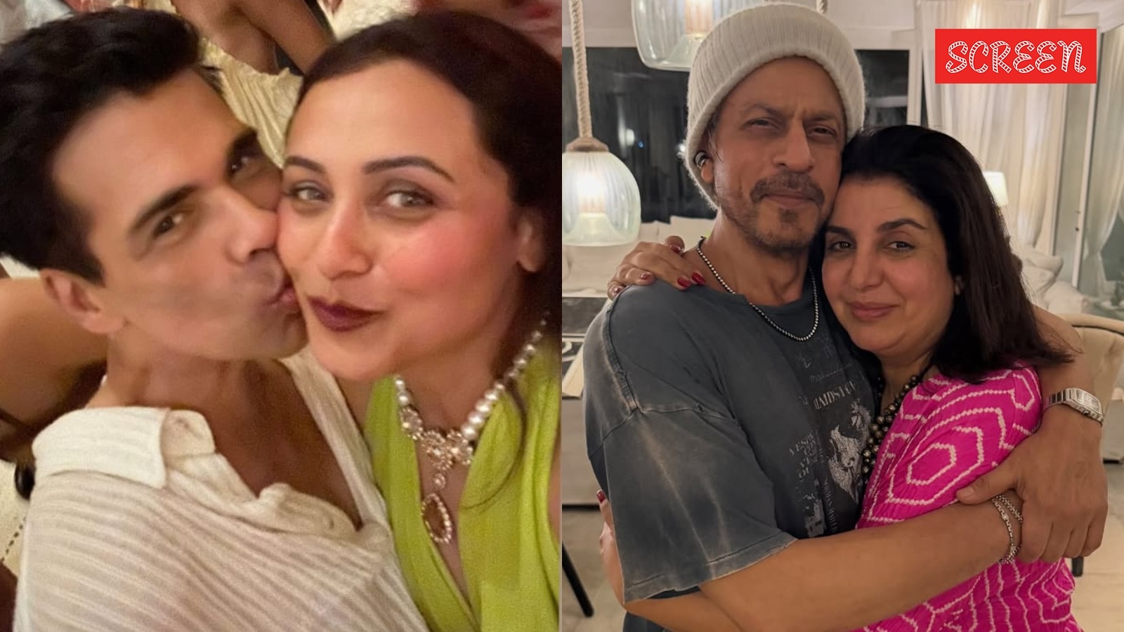 Shah Rukh Khan’s 60th birthday bash: Farah Khan shares inside pics with superstar, Karan Johar poses for selfie with Rani Mukerji. See photos