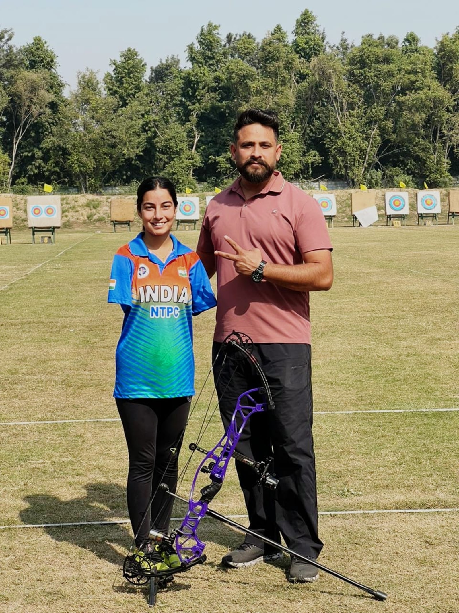 Sheetal Devi with coach Gaurav Sharma after the trials. (Image via Special Arrangement)