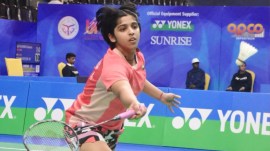 Tanvi had been nailing the same flat, deep smashes until then, but it was clearly lack of composure that saw her fail to push a decider. (Credit: Amit Verma)