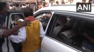 Deputy Chief Minister and BJP candidate Vijay Sinha's convoy was attacked in Lakhisarai Thursday.