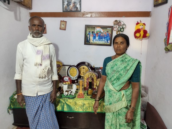 Deepika TC's parents, Chakthamappa and Chithamma. (Express photo)