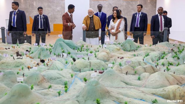Prime Minister Narendra Modi views exhibits inside the Adwa Victory Memorial and Museum,