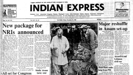 New package for NRIs, Tensions mount in Punjab, Congress centenary, Lebanese civil war, 40 Years Ago, editorial, Indian express, opinion news, current affairs