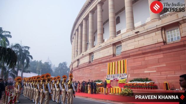 A brief commemorative function is held outside the old Parliament building
