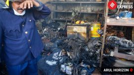 Cooling operations continued after the main fire was contained at the workshop site