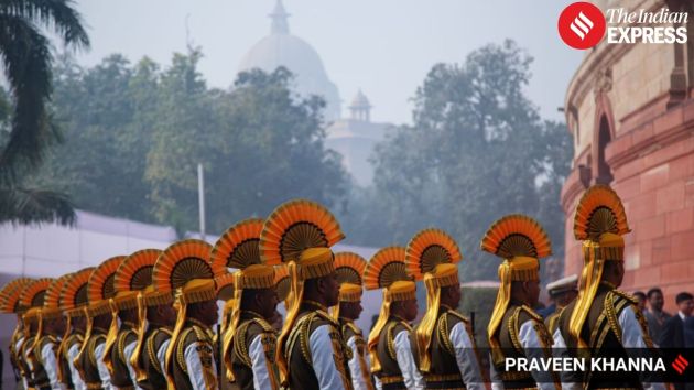 Central Industrial Security Force personnel present a ceremonial “samman guard” at the tribute site