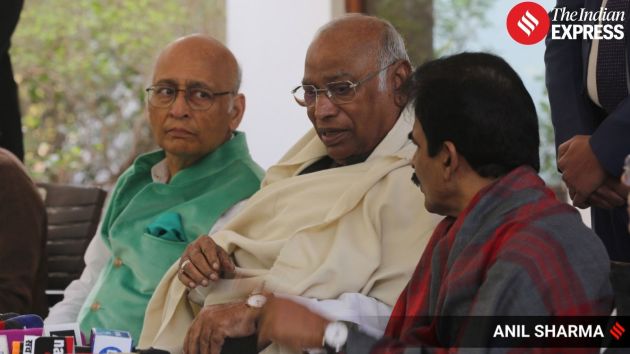 Kharge addresses the media, welcoming the court’s refusal to take cognisance of the Enforcement Directorate’s prosecution complaint in the National Herald money‑laundering case involving Sonia Gandhi and Rahul Gandhi