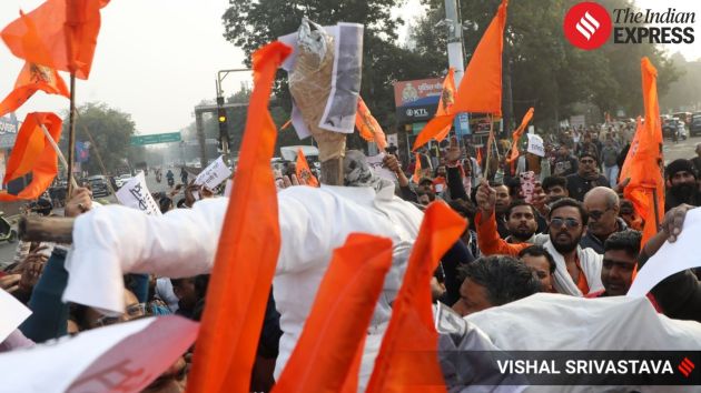 Demonstrators alleged that Hindus in Bangladesh were facing targeted attacks