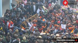 A major protest erupted outside the Bangladesh High Commission in New Delhi