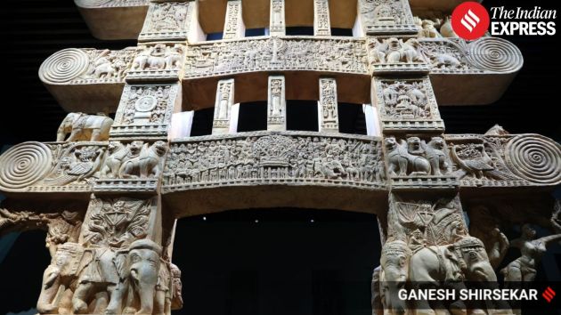 A large model of the ancient Harappan city of Dholavira greets visitor