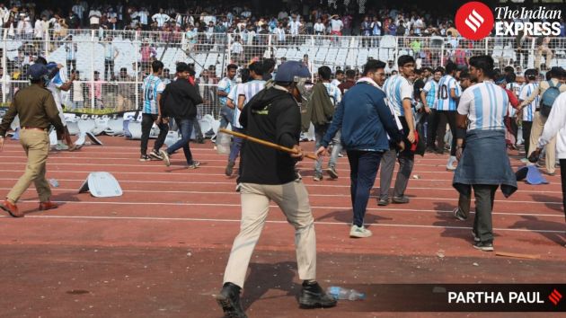 Police and officials remain deployed at Salt Lake Stadium as an assessment of crowd control failures and organisational lapses begins