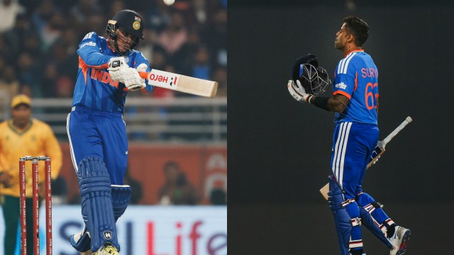 Indian batters Abhishek Sharma and Suryakumar Yadav in action during 2nd T20I vs South Africa in Mullanpur. (PHOTO: BCCI/PTI)