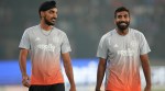 Indian pacers Arshdeep Singh and Jasprit Bumrah in action during a practice session. (PHOTO: AP)
